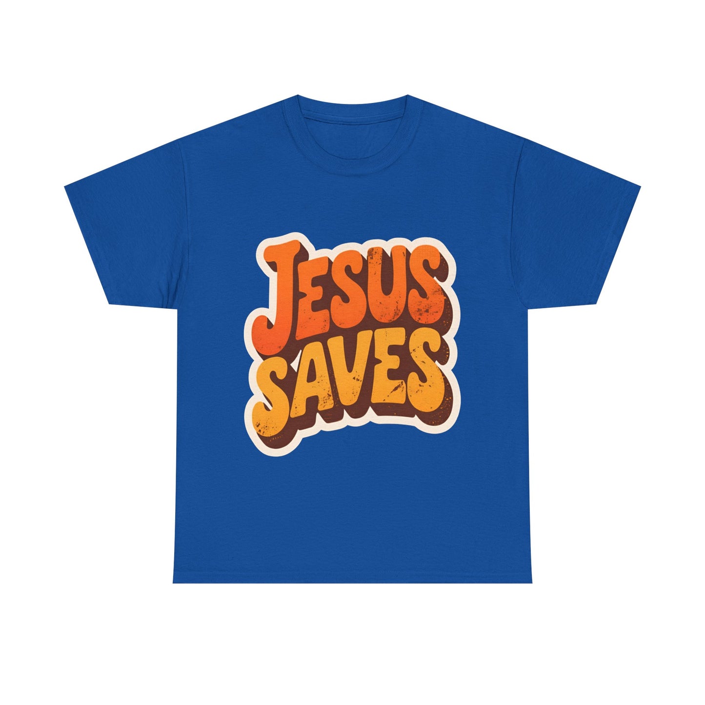 Jesus Saves Retro Tee — Bright Sunset Faith T-Shirt