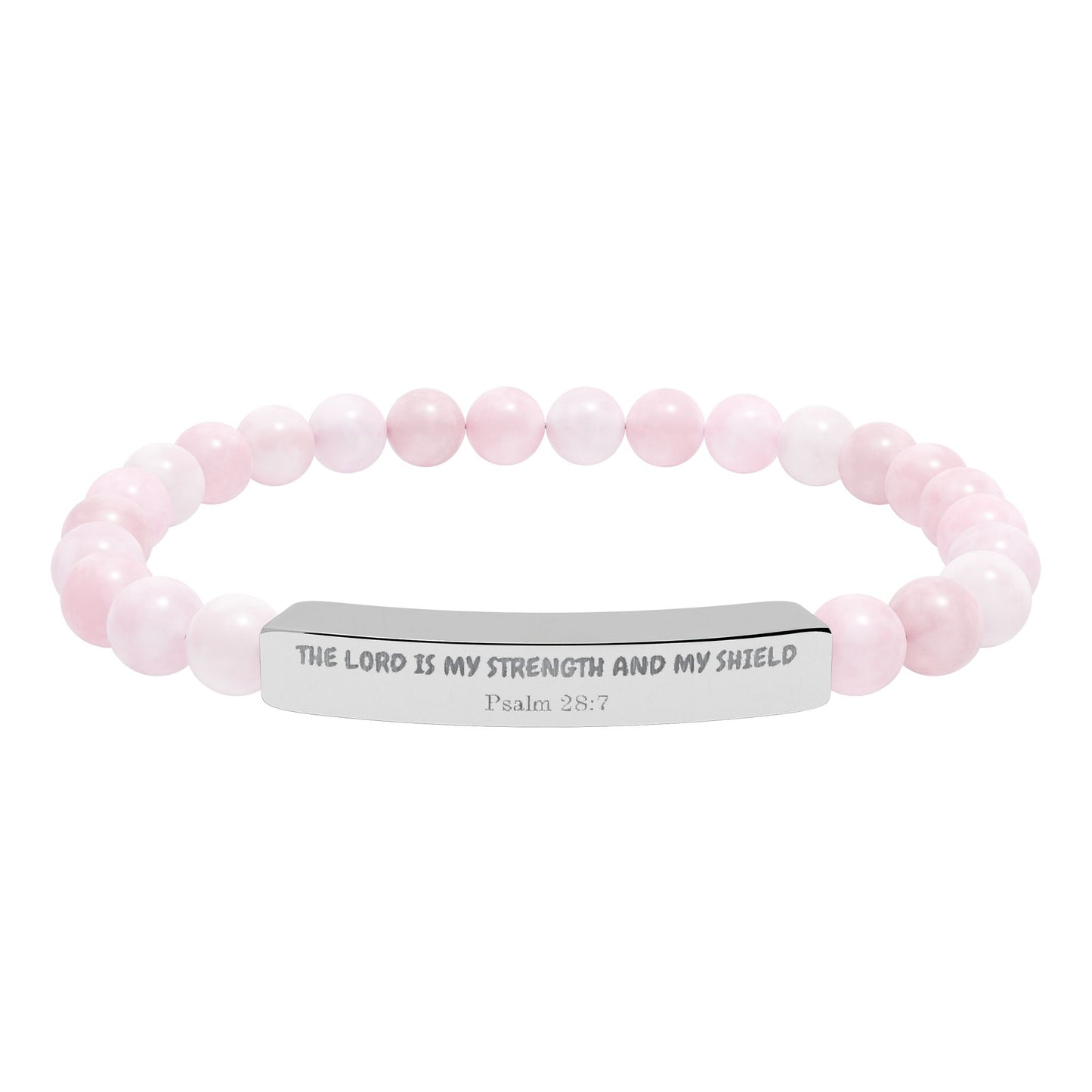 Engravable Natural Stone Bead Bracelet — Stretch Bar Gift