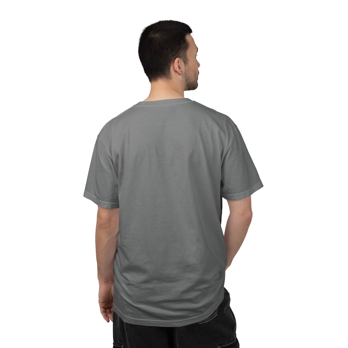 Garment-Dyed Statement Tee — Bold Single-Word Typographic Front