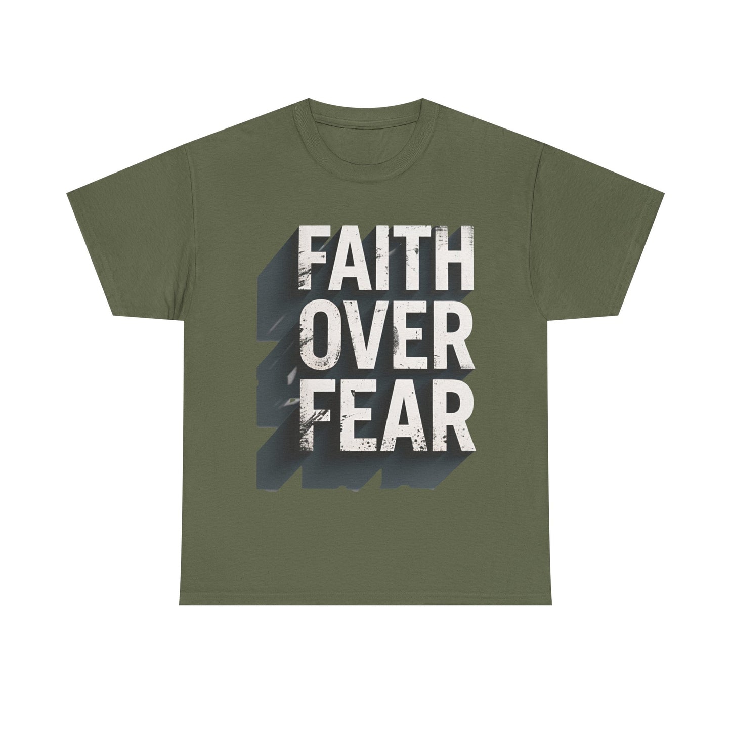 Faith Over Fear Cotton Tee — Distressed Inspirational Graphic