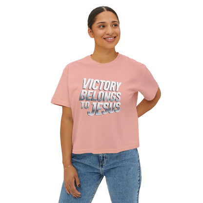 Victory Belongs to Jesus Boxy Tee — Christian Faith Graphic Tee