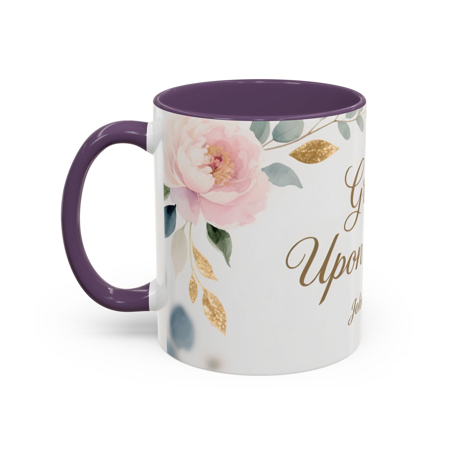 Grace Upon Grace Coffee Mug — Floral John 1:16 Scripture Accent Mug
