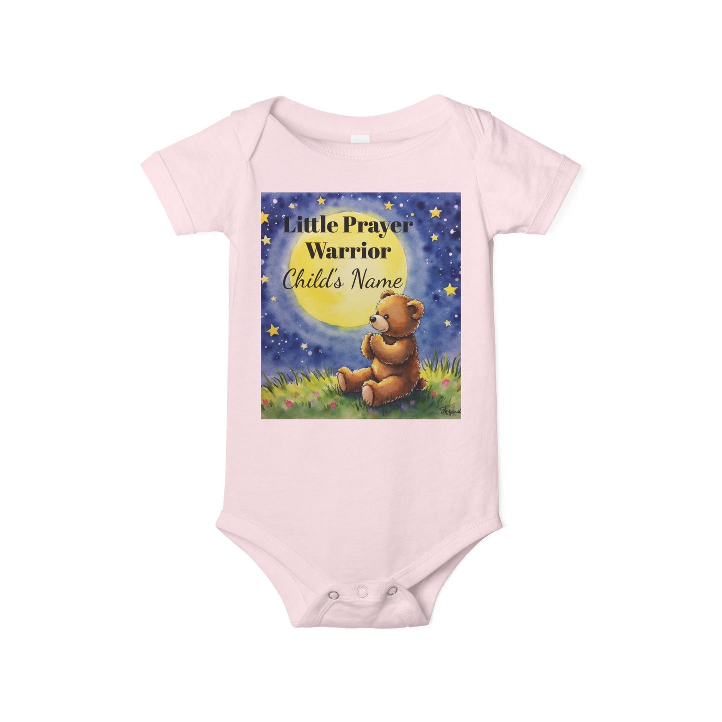 Infant One-Piece — 'Little Prayer Warrior' Bear Baby Bodysuit (Personalize Name)