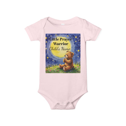 Infant One-Piece — 'Little Prayer Warrior' Bear Baby Bodysuit (Personalize Name)