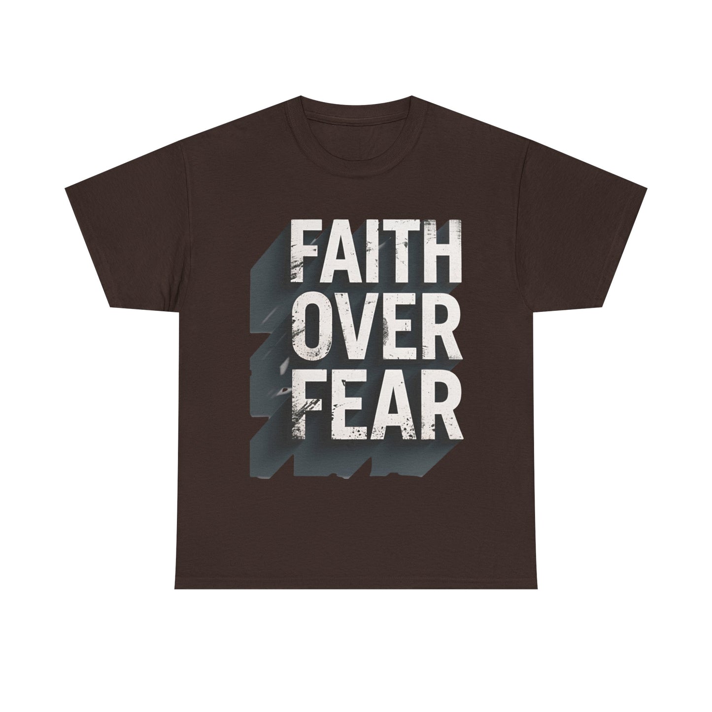 Faith Over Fear Cotton Tee — Distressed Inspirational Graphic