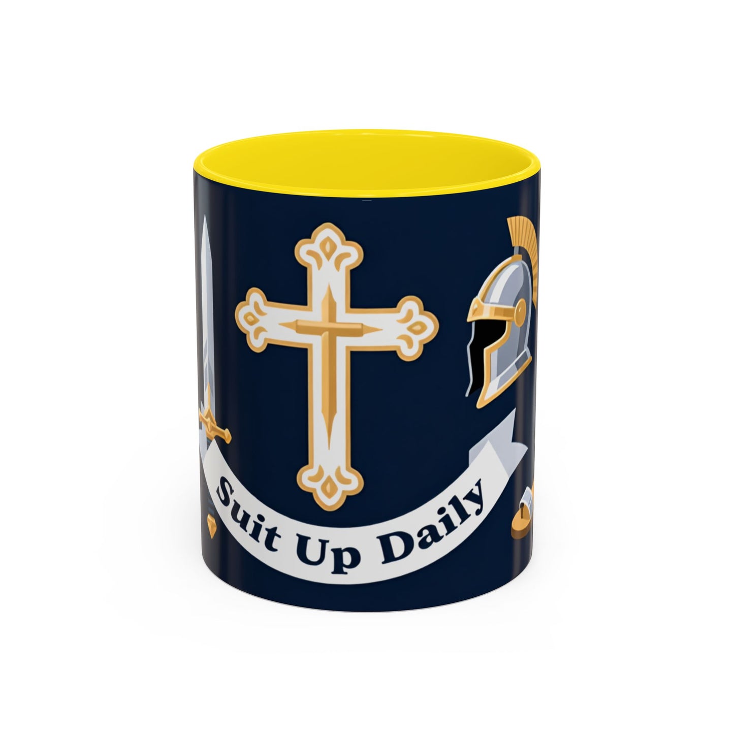 Christian Knight Coffee Mug — “Suit Up Daily” Accent Ceramic Mug