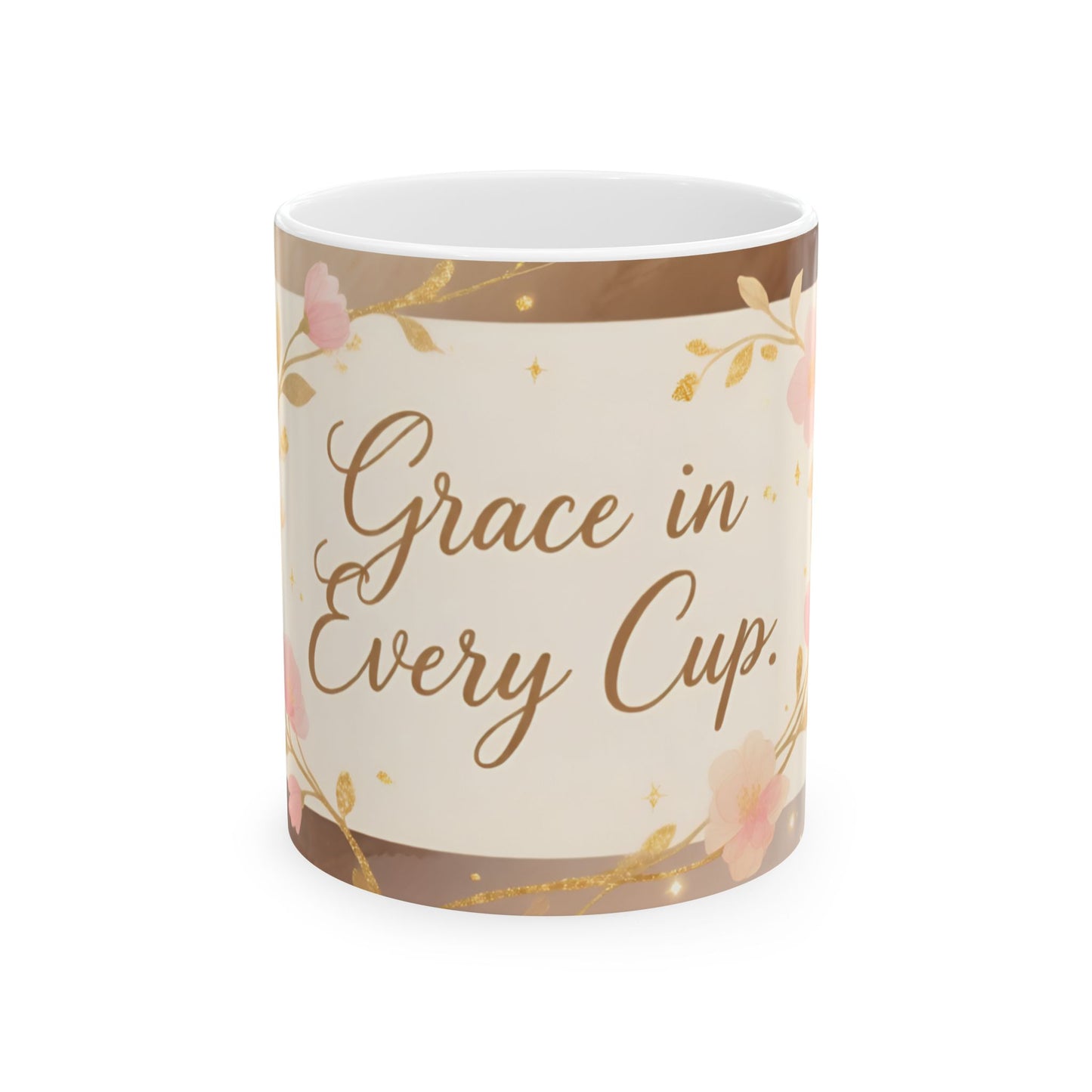 Grace in Every Cup Mug | Floral Script Ceramic Coffee Tea Cup