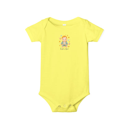 Infant One-Piece Bodysuit — Cute Little Girl Illustration "Hello World" Baby Bodysuit