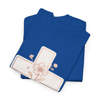 Floral Cross Tee — Delicate Bloom Christian T-Shirt