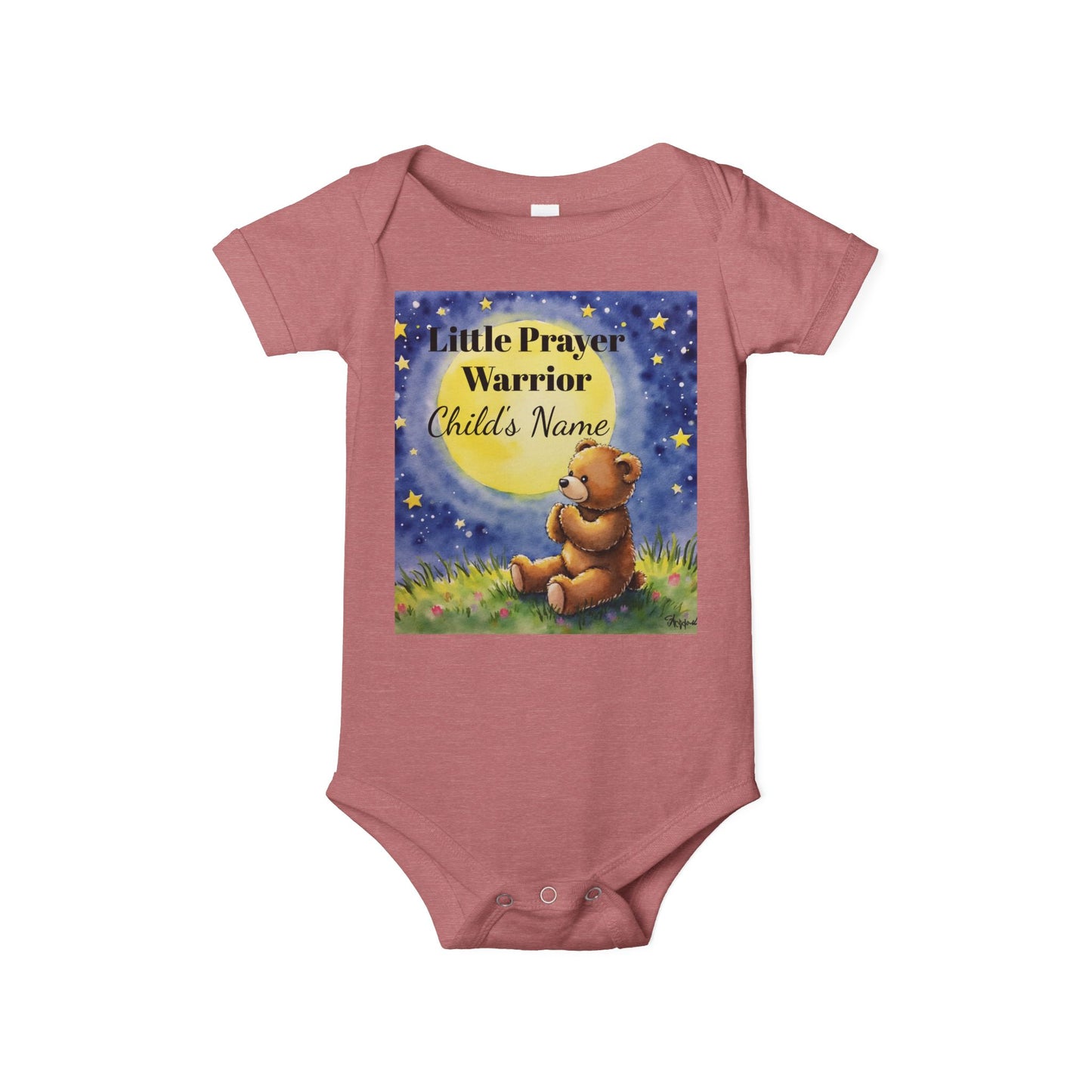 Infant One-Piece — 'Little Prayer Warrior' Bear Baby Bodysuit (Personalize Name)