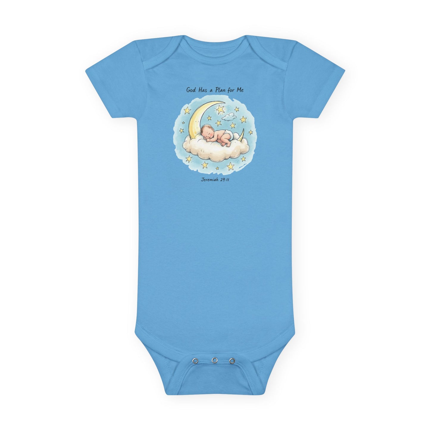 Baby Onesie - 'God Has a Plan for Me' Sleeping Moon Newborn Bodysuit