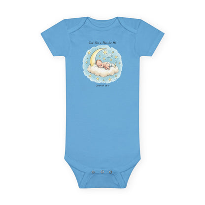 Baby Onesie - 'God Has a Plan for Me' Sleeping Moon Newborn Bodysuit