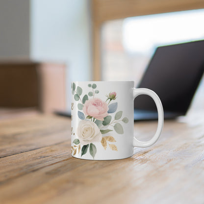 Grace Upon Grace Ceramic Mug — 11 oz Watercolor Floral Coffee Cup