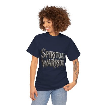 Spiritual Warrior T-Shirt — Gothic Lettering Faith & Strength Tee