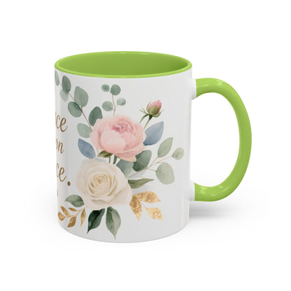 Grace Upon Grace Floral Coffee Mug — John 1:16 Scripture Accent Mug