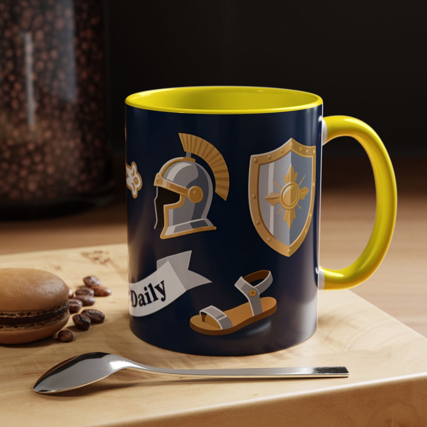 Christian Knight Coffee Mug — “Suit Up Daily” Accent Ceramic Mug