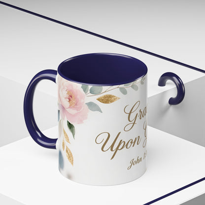 Grace Upon Grace Coffee Mug — Floral John 1:16 Scripture Accent Mug
