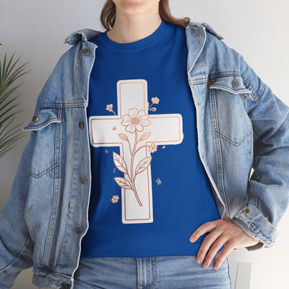 Floral Cross Tee — Delicate Bloom Christian T-Shirt