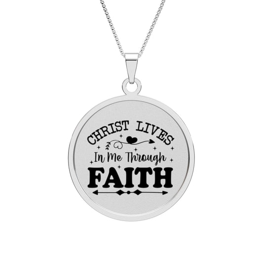 Faith Round Photo Pendant Sterling Silver 