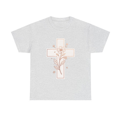 Floral Cross Tee — Delicate Bloom Christian T-Shirt