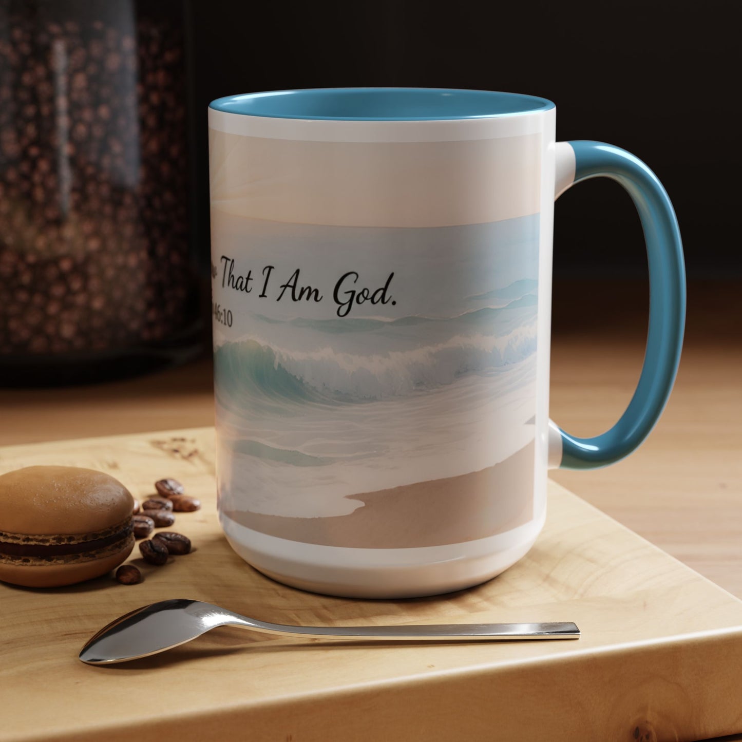Psalm 46:10 Ocean Coffee Mug – "Be Still and Know That I Am God" Inspirational Ceramic