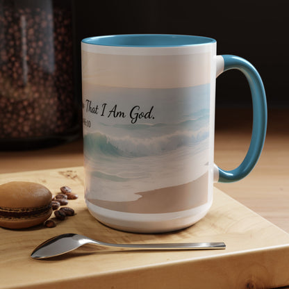 Psalm 46:10 Ocean Coffee Mug – "Be Still and Know That I Am God" Inspirational Ceramic