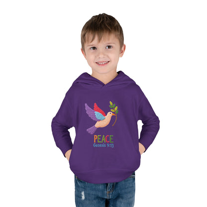Toddler Hoodie — Colorful Peace Dove with Olive Branch & “PEACE Genesis 9:13”
