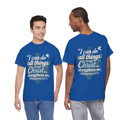 Philippians 4:13 Cotton Tee — "I Can Do All Things" Christian Prayer T-Shirt