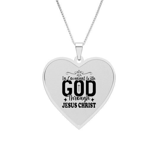 Heart Photo Pendant — "Through God, Through Jesus Christ" Inspirational Necklace
