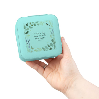 Floral Faith Jewelry Travel Case — 'Trust in the Lord with All Your Heart' Compact Organizer