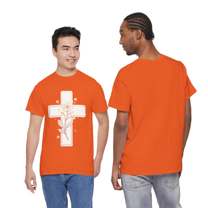 Floral Cross Tee — Delicate Bloom Christian T-Shirt