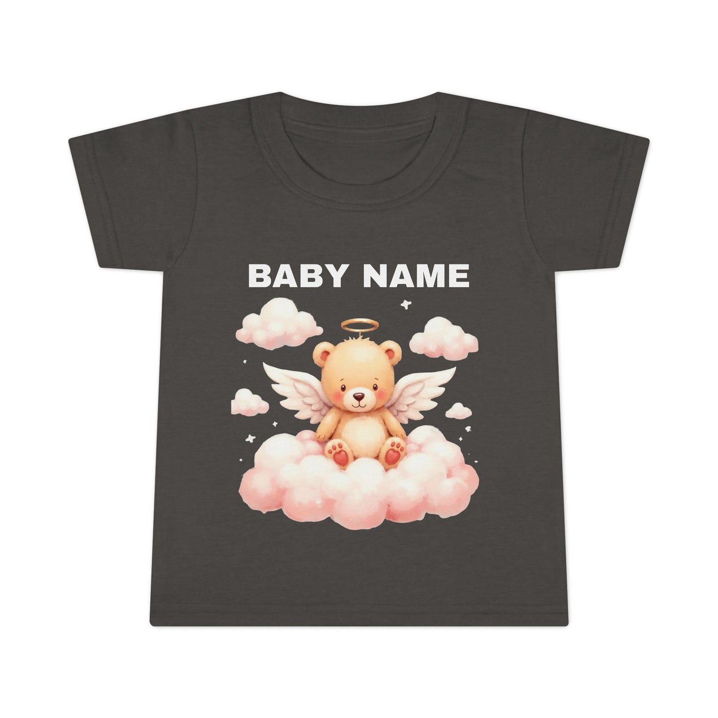 Personalized Toddler T-Shirt — Cute Angel Bear on Cloud (Custom "Baby Name")