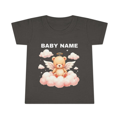 Personalized Toddler T-Shirt — Cute Angel Bear on Cloud (Custom "Baby Name")