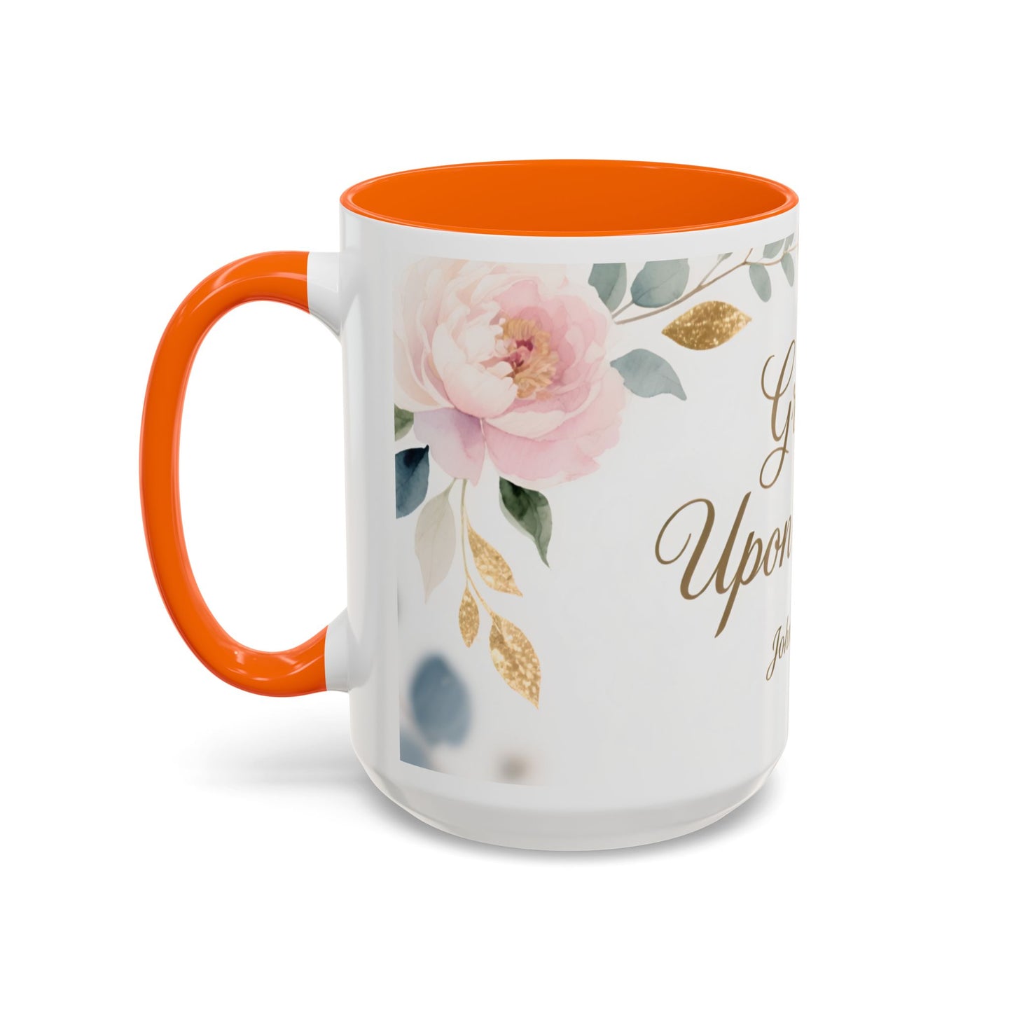Grace Upon Grace Coffee Mug — Floral John 1:16 Scripture Accent Mug
