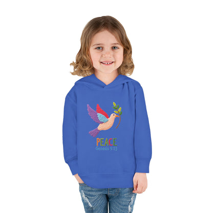 Toddler Hoodie — Colorful Peace Dove with Olive Branch & “PEACE Genesis 9:13”