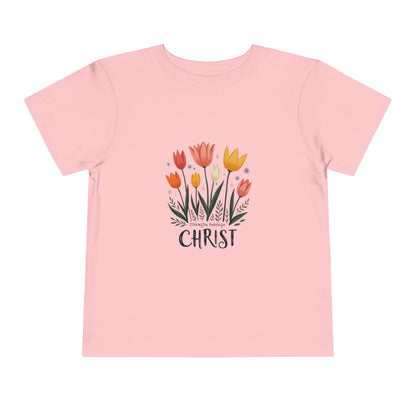 Cute Tulip Floral Christ Tee for Toddlers | Daily Faith Inspiration | Ideal Gift for Kids