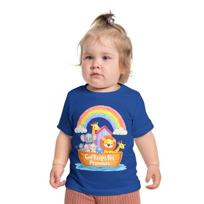 Baby T-Shirt — "God Keeps His Promises" Noah's Ark Rainbow Design