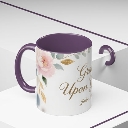 Grace Upon Grace Coffee Mug — Floral John 1:16 Scripture Accent Mug