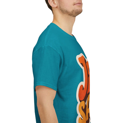 Jesus Saves Retro Tee — Bright Sunset Faith T-Shirt