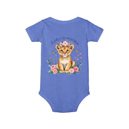 Baby Onesie - Floral Lion Cub "Wild and Wonderful" Personalized Infant Bodysuit