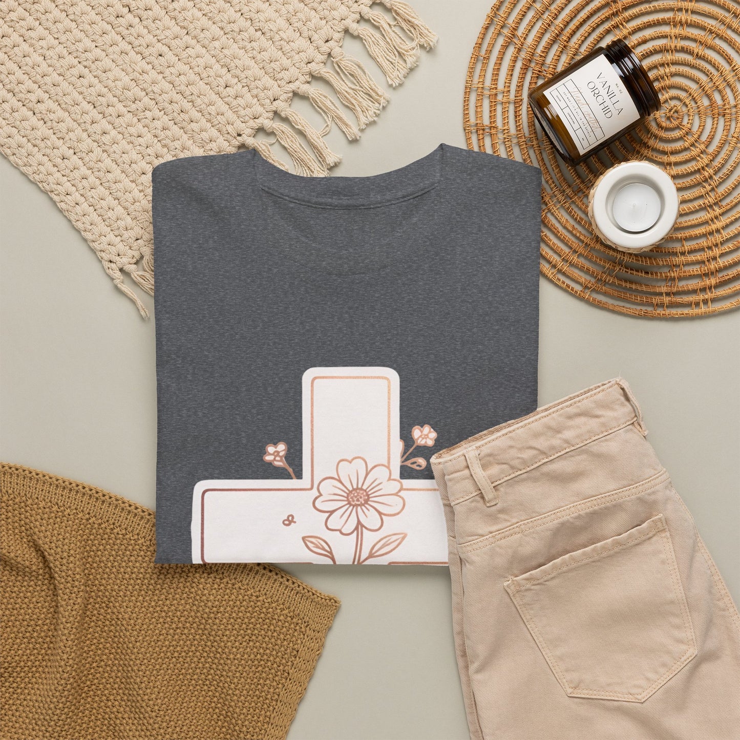 Floral Cross Tee — Delicate Bloom Christian T-Shirt