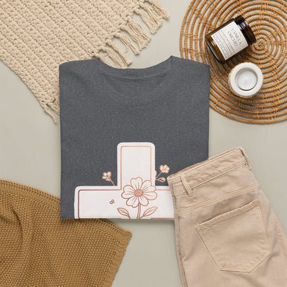 Floral Cross Tee — Delicate Bloom Christian T-Shirt