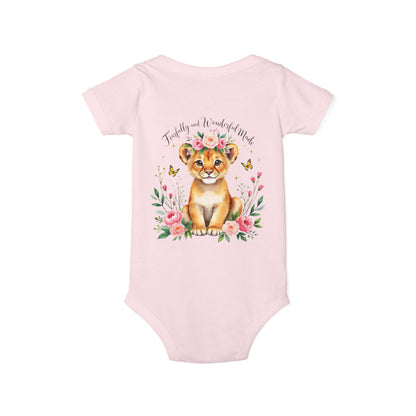 Baby Onesie - Floral Lion Cub "Wild and Wonderful" Personalized Infant Bodysuit