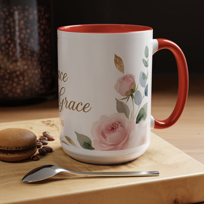 Grace Upon Grace Coffee Mug — Floral John 1:16 Scripture Accent Mug