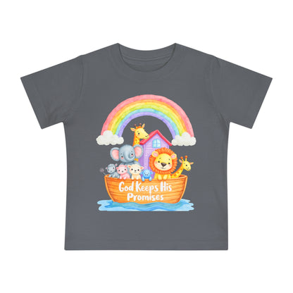 Baby T-Shirt — "God Keeps His Promises" Noah's Ark Rainbow Design