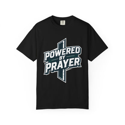 Powered by Prayer T‑Shirt — Faith Graphic Tee with Cross
