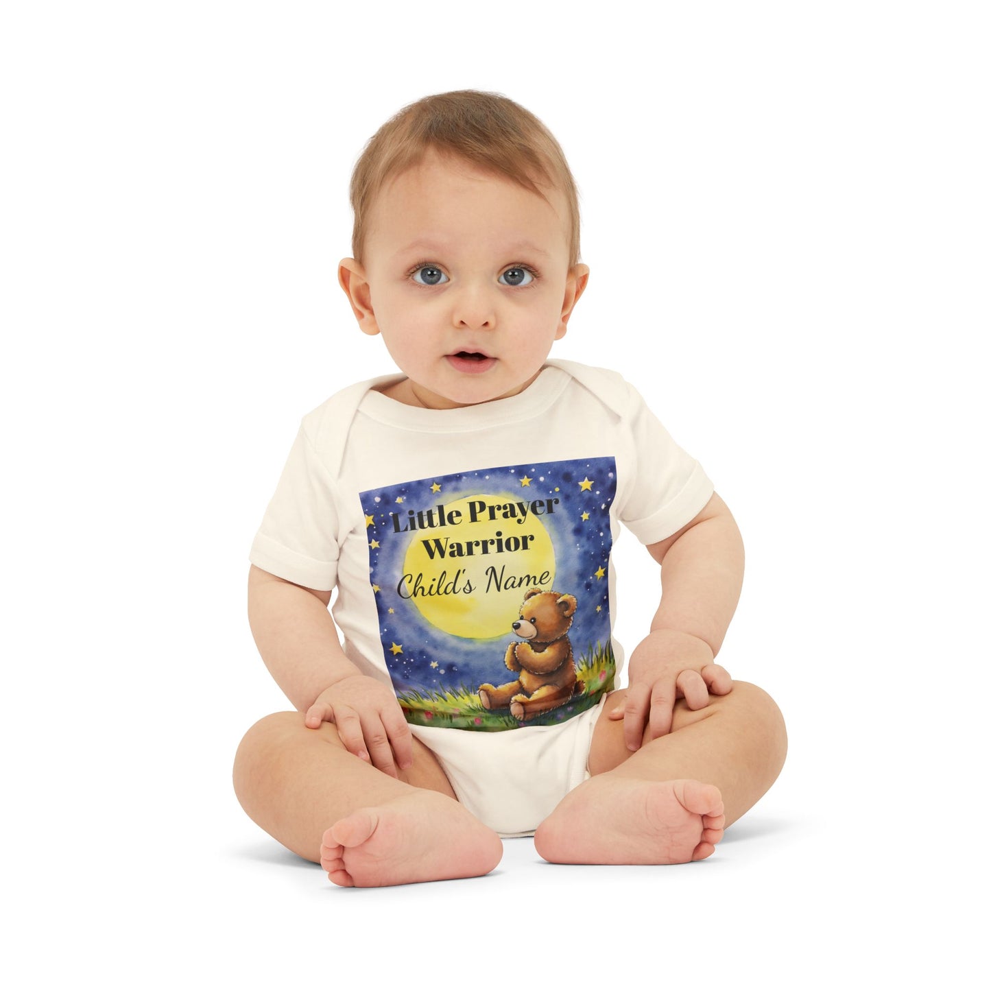 Infant One-Piece — 'Little Prayer Warrior' Bear Baby Bodysuit (Personalize Name)