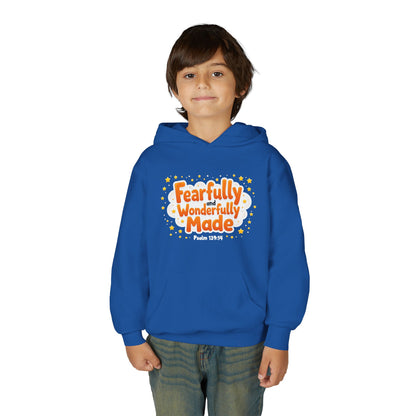 Youth Hoodie — "Fearfully & Wonderfully Made" Christian Kids Sweatshirt (Psalm 139:14)