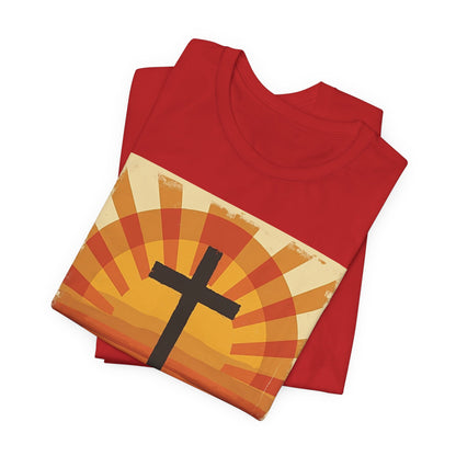 Jesus Saves Cross tee | Christian faith shirt, sunrise graphic | Perfect Gift for Mom and Dad | Friends and Family Shirt