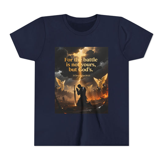 For the battle is not yours, but God's youth tee | Christian hands design | Meaningful Gift for Kids